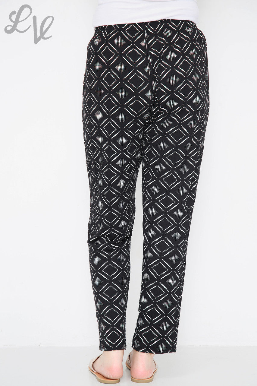 Dames Oosterse Diamanten Stip Print Broek Zwart