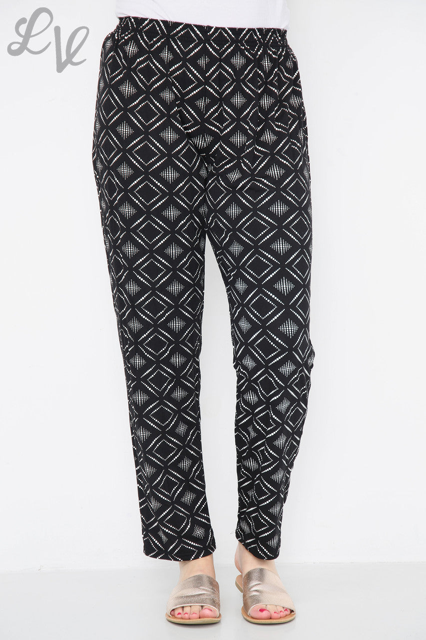 Dames Oosterse Diamanten Stip Print Broek Zwart