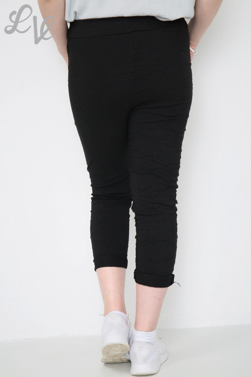 Ladies Ripped Sequin Knee Magic Trousers Black Unit Price £9.99