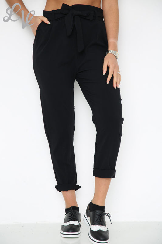 Dames Plus Size Toverbroek in Paper Bag Stijl Zwart Stukprijs €9,99