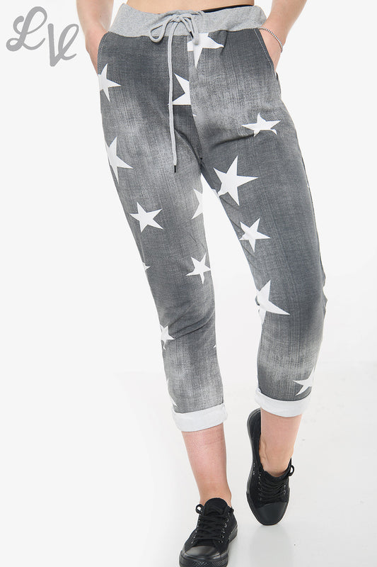 JOGGINGBROEK MET STERRENPRINT - GRIJS