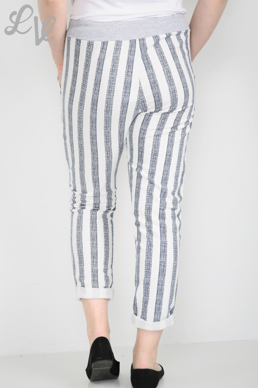 Ladies Nautical Print Jogging Pants Trouser Denim - Unit Price £6.99