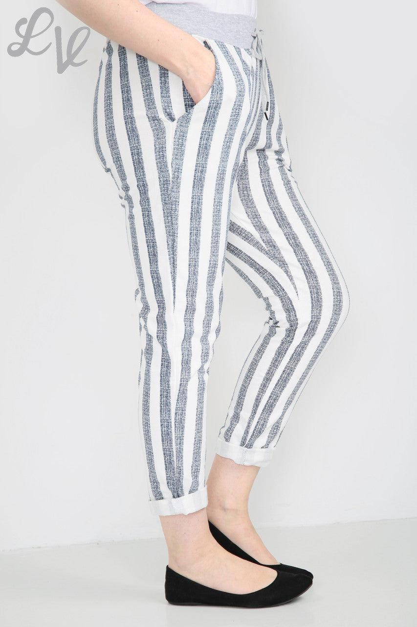 Ladies Nautical Print Jogging Pants Trouser Denim - Unit Price £6.99
