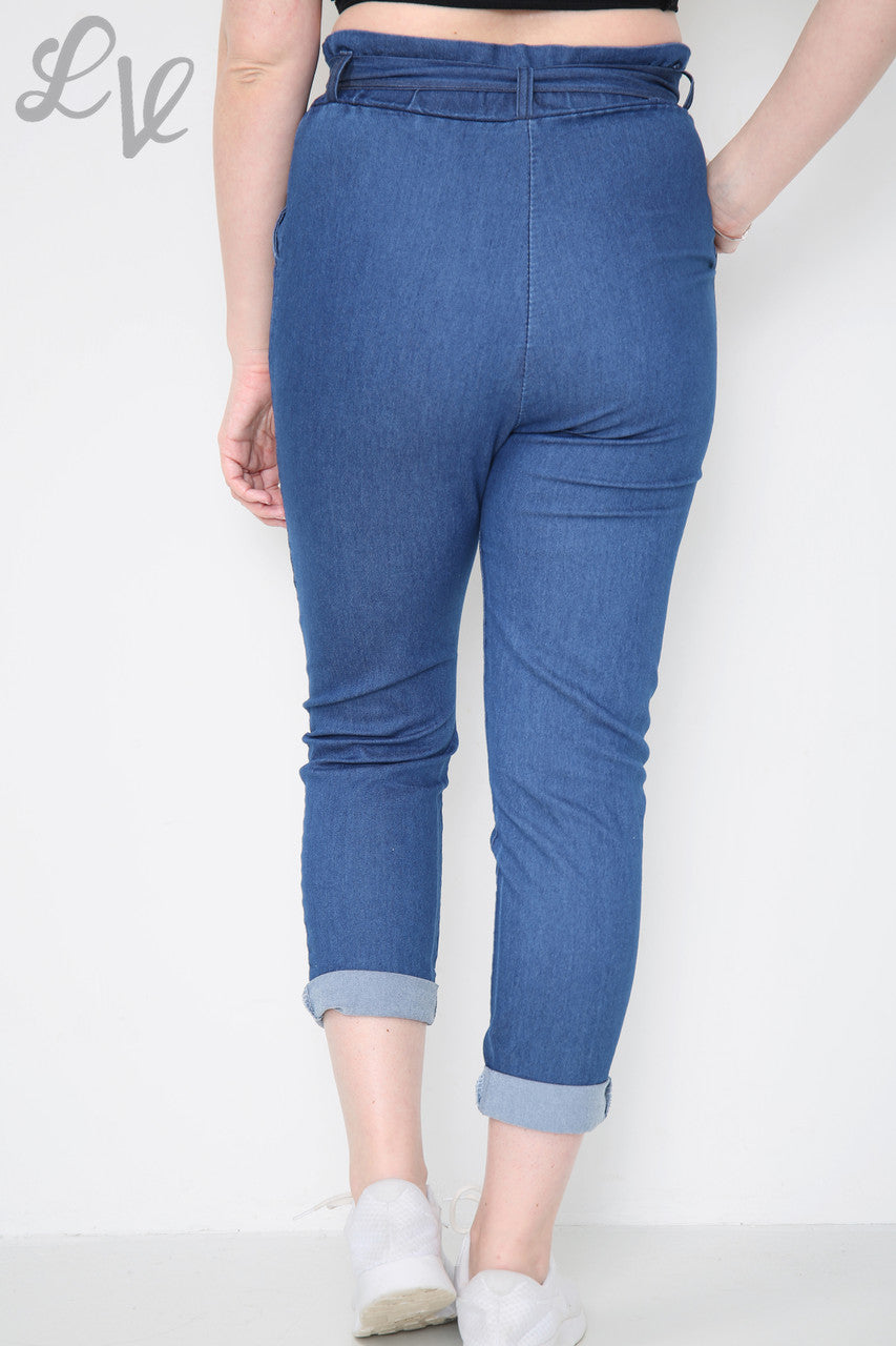 Ladies Paper Bag Style Trousers Denim Unit Price WAS 9.99 NOW £5.99