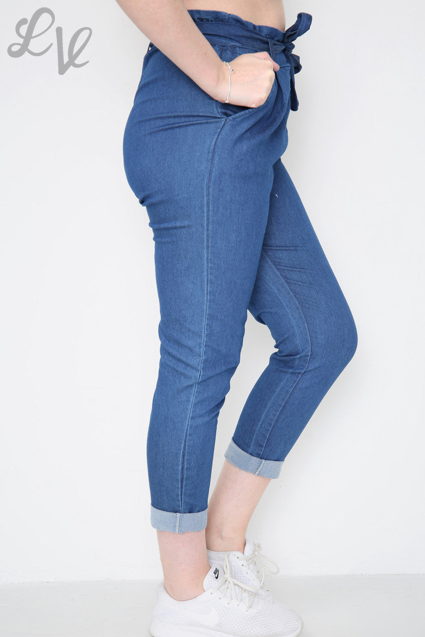 Ladies Paper Bag Style Trousers Denim Unit Price WAS 9.99 NOW £5.99