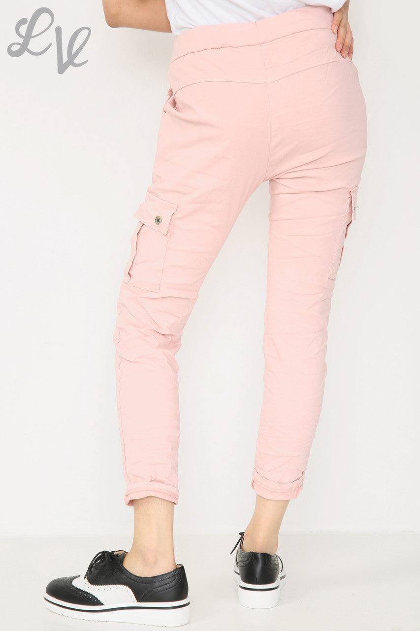 Ladies Plus Size Casual Magic Trousers With Side Pockets Dusty Pink - Unit Price WAS £12.99 NOW £6.99