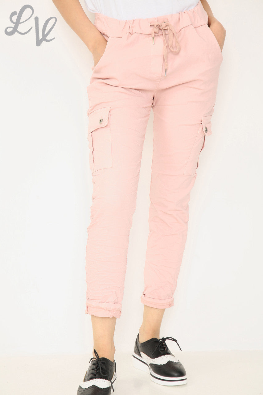 Ladies Plus Size Casual Magic Trousers With Side Pockets Dusty Pink - Unit Price WAS £12.99 NOW £6.99