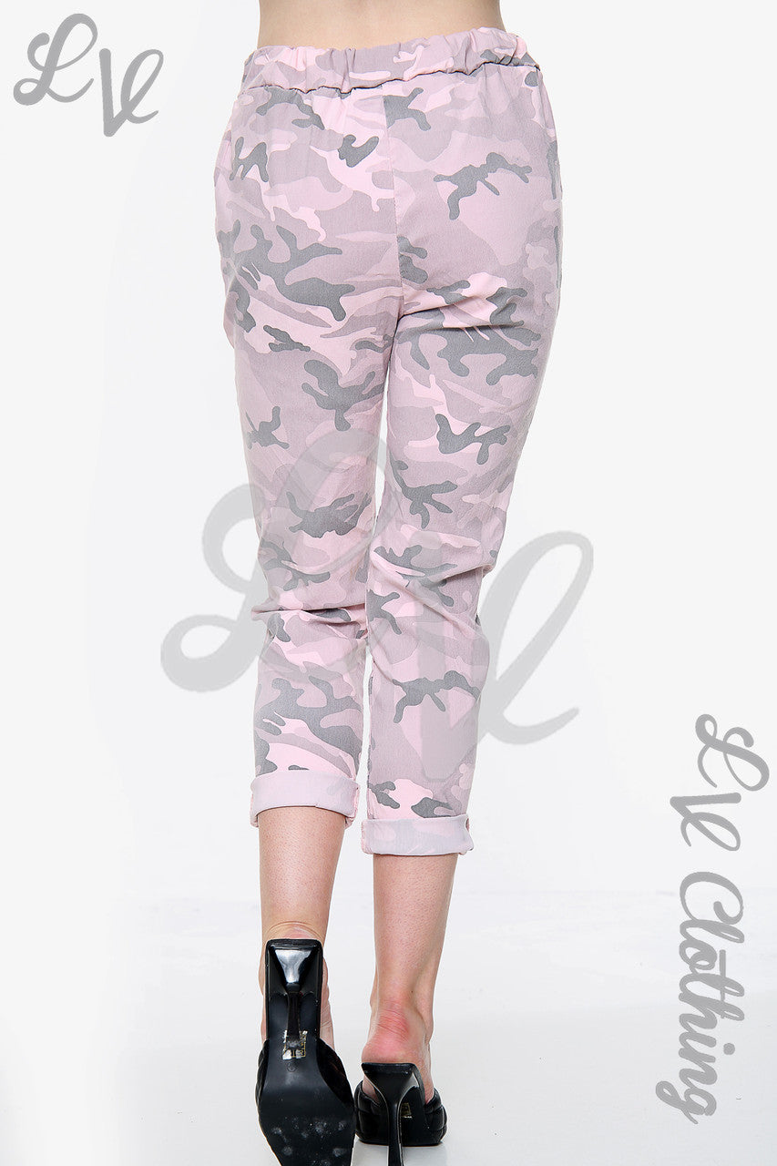 Ladies Plus Size Camo Print Magic Trousers Dusty Pink Unit Price WAS 12.99 NOW £4.99