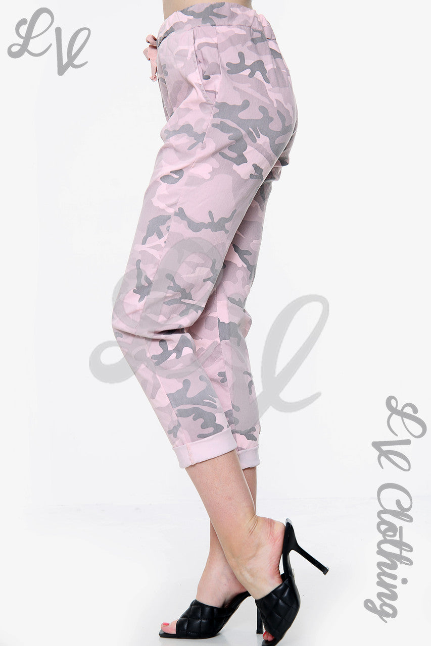 Ladies Plus Size Camo Print Magic Trousers Dusty Pink Unit Price WAS 12.99 NOW £4.99