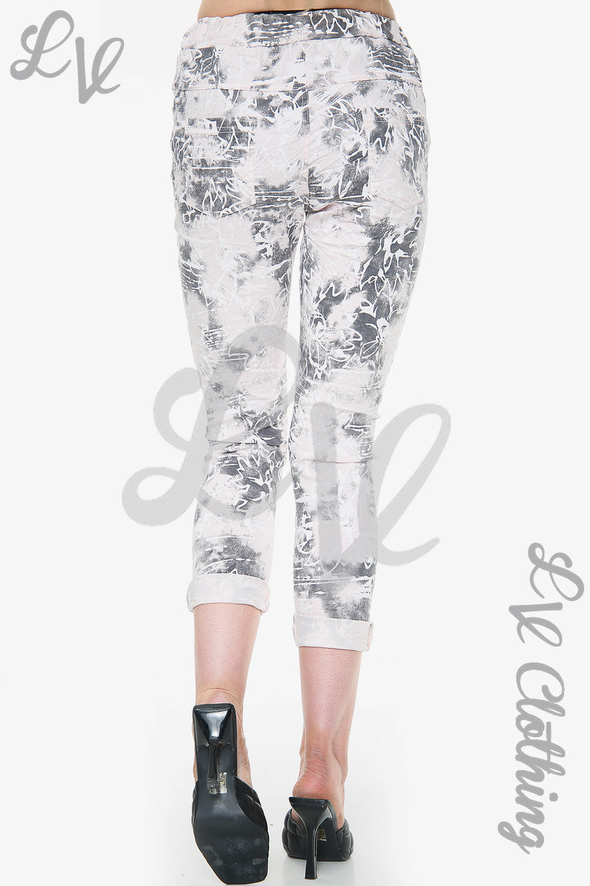 Dames bloemenprint Magic Trousers Dusty Pink Prijs WAS €14,99 NU €7,49