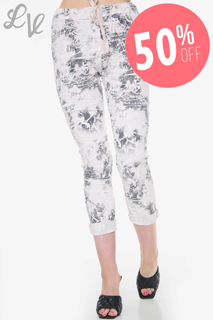 Dames bloemenprint Magic Trousers Dusty Pink Prijs WAS €14,99 NU €7,49