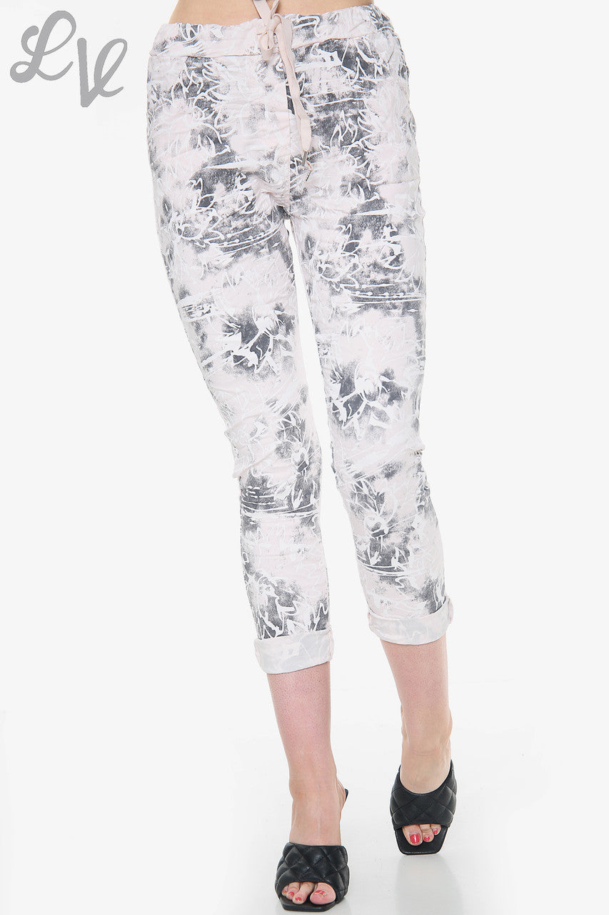 Dames bloemenprint Magic Trousers Dusty Pink Prijs WAS €14,99 NU €7,49