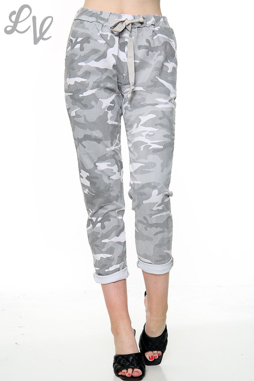 Dames Camouflage Print Magische Broek Grote Maten Grijs Stukprijs WAS 12.99 NU £4.99