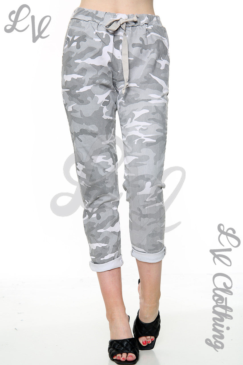 Dames Camouflage Print Magische Broek Grote Maten Grijs Stukprijs WAS 12.99 NU £4.99
