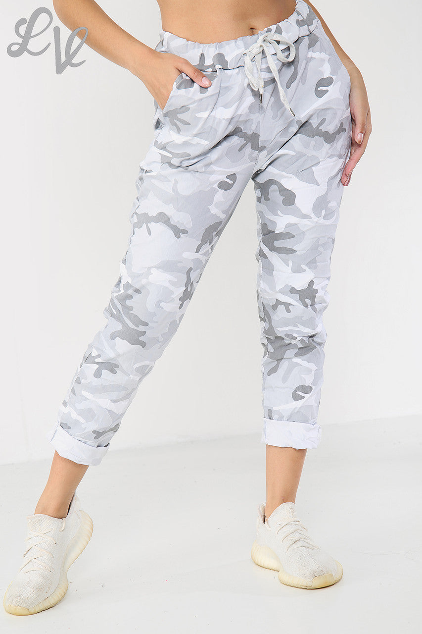 Ladies Camouflage Print Magic Trousers Grey - Unit Price £9.99