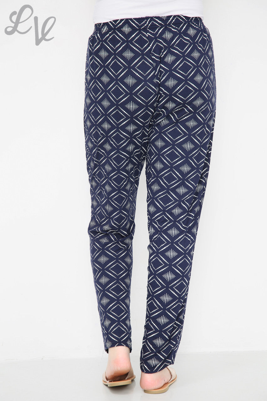 Dames Broek Marine met Oriëntaalse Diamantprint