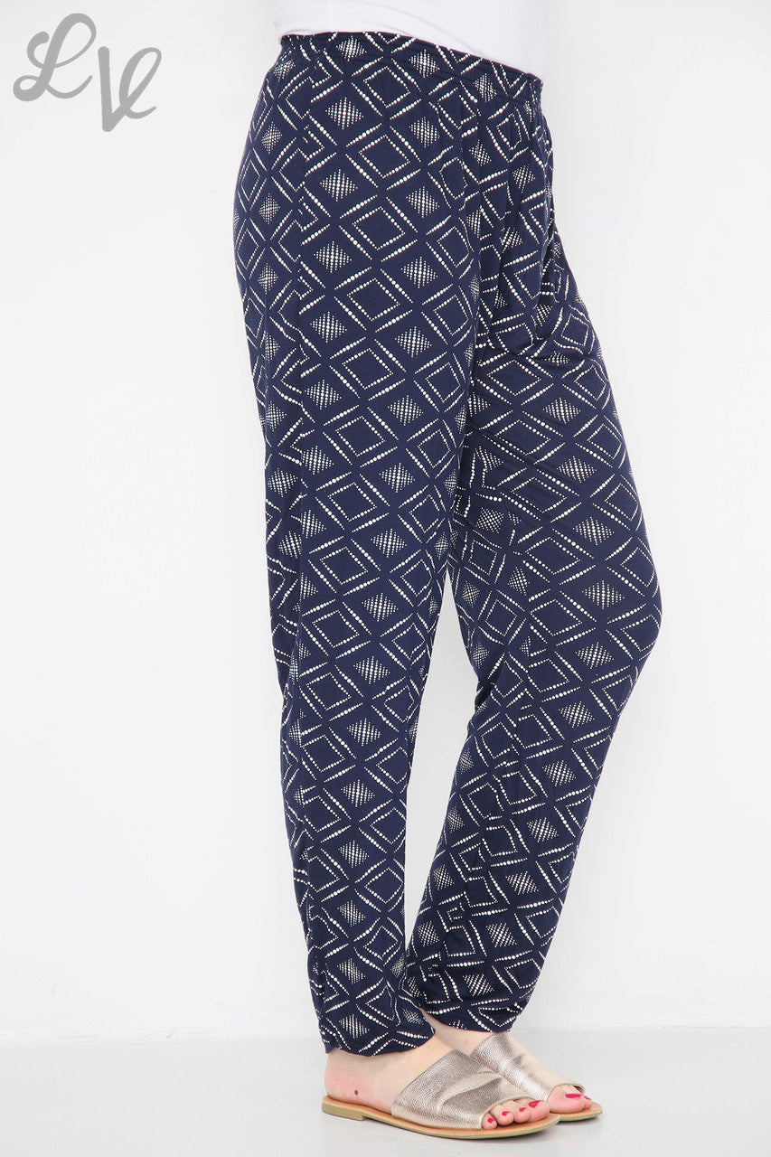 Dames Broek Marine met Oriëntaalse Diamantprint
