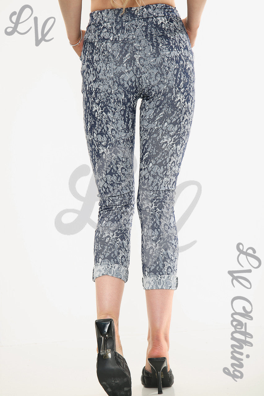 Damesbroek met cracked-effectprint marineblauw eenheidsprijs € 14,99