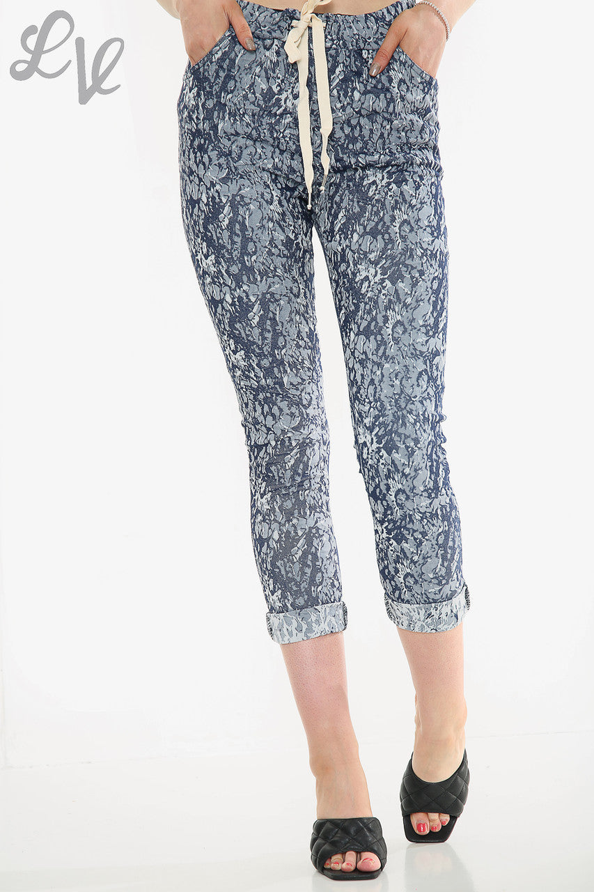 Damesbroek met cracked-effectprint marineblauw eenheidsprijs € 14,99