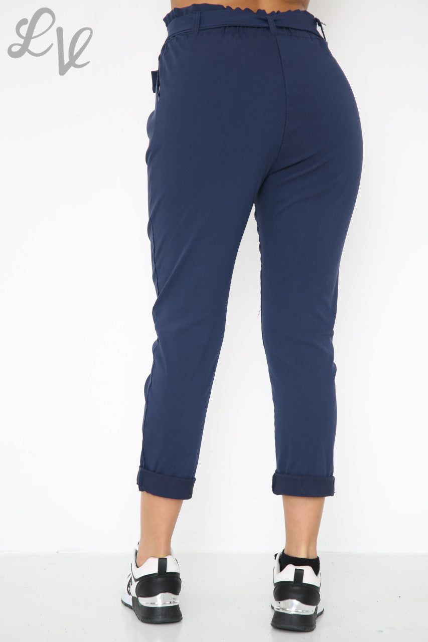Dames Plus Size Magic Paper Bag-stijl Broek Marine Stukprijs € 9,99