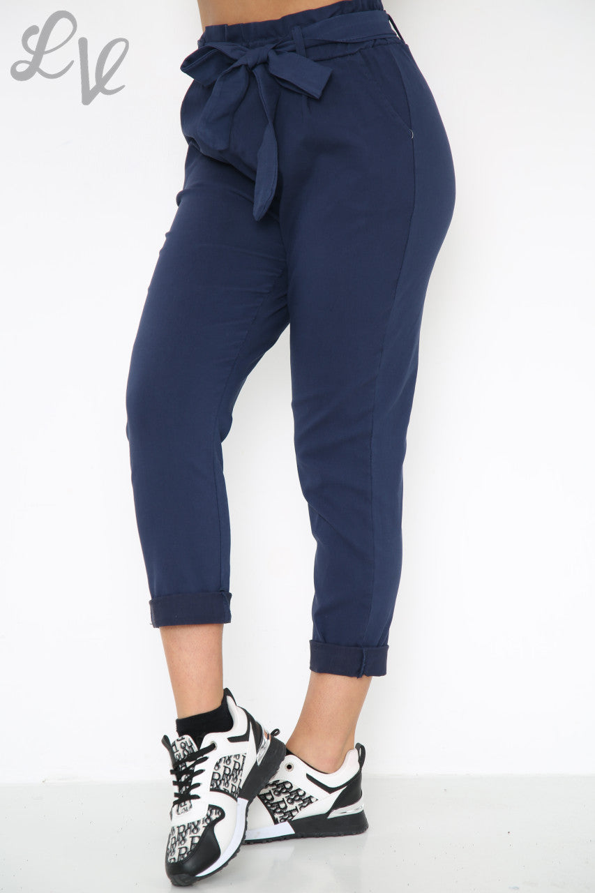 Dames Plus Size Magic Paper Bag-stijl Broek Marine Stukprijs € 9,99