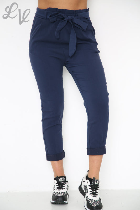 Dames Plus Size Magic Paper Bag-stijl Broek Marine Stukprijs € 9,99