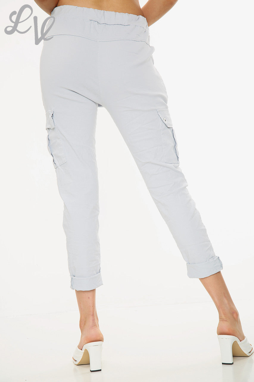 Dames Casual Magische Broek Met Zijzakken Zilver - Eenheidsprijs €9,99