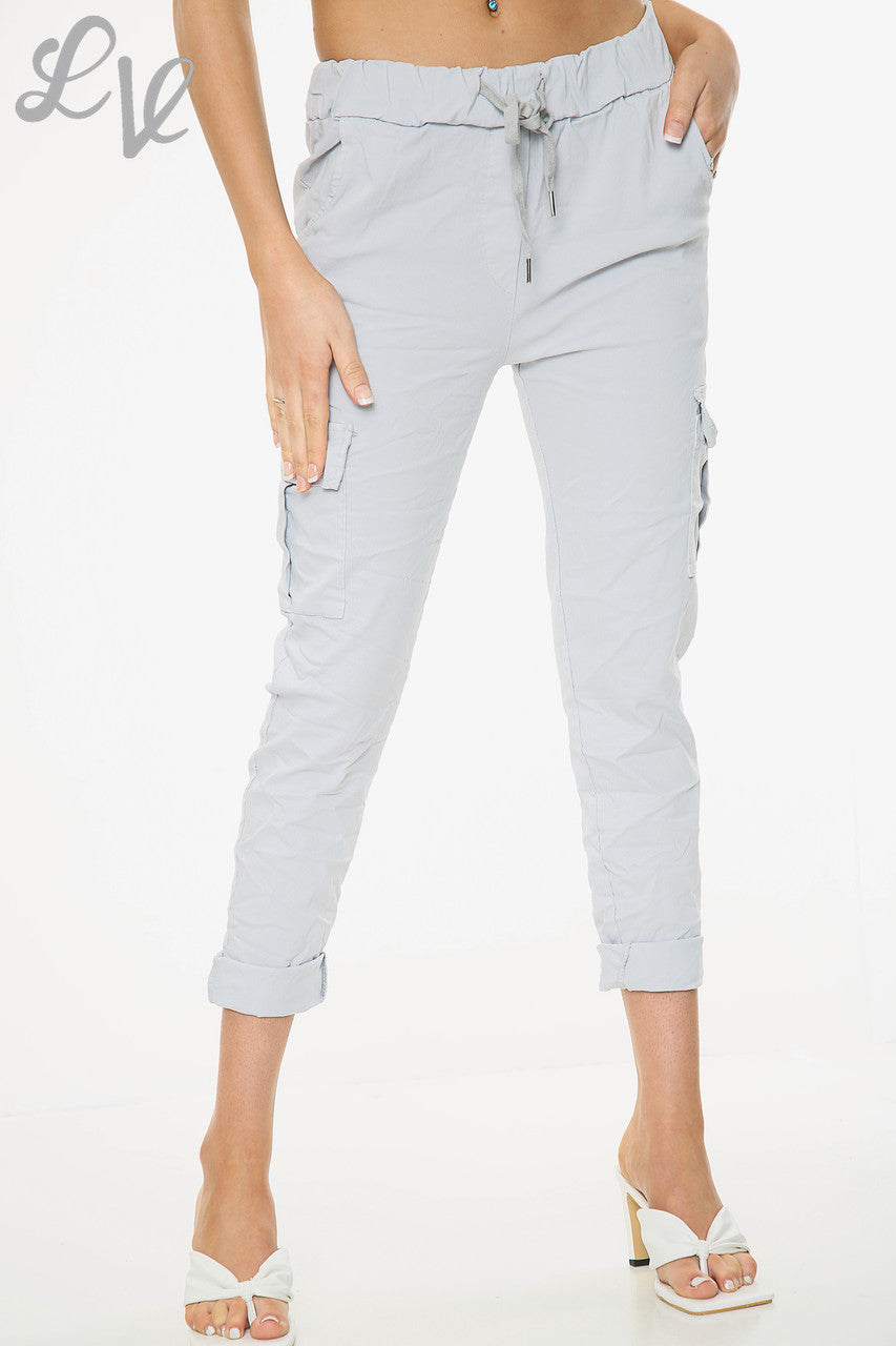 Dames Casual Magische Broek Met Zijzakken Zilver - Eenheidsprijs €9,99