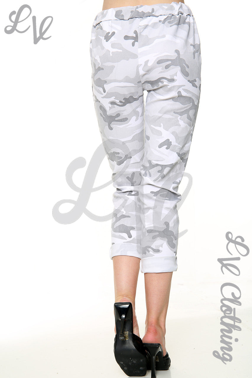 Dames Camouflageprint Magic Broek Zilver Stukprijs WAS WAS 12.99 NU £4.99