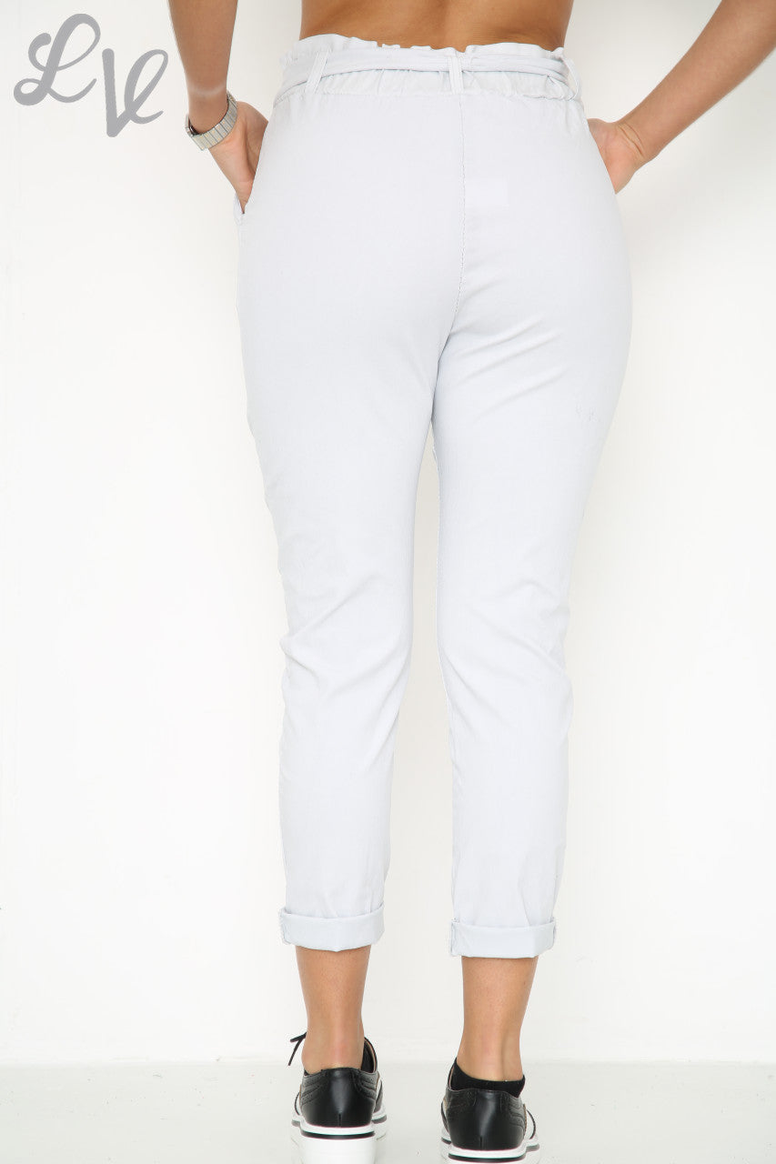 Ladies Magic Paper Bag Style Trousers Silver Unit Price £9.99