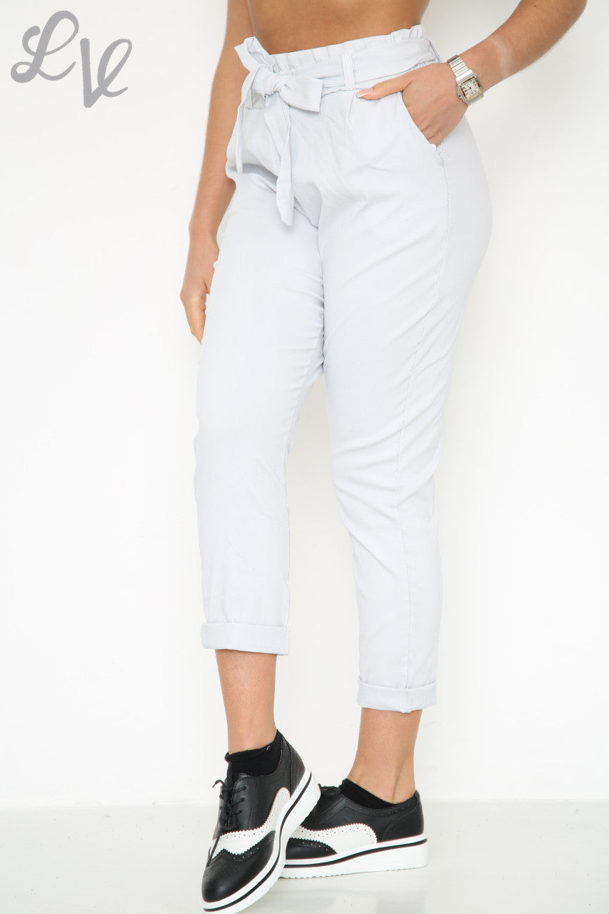 Ladies Magic Paper Bag Style Trousers Silver Unit Price £9.99