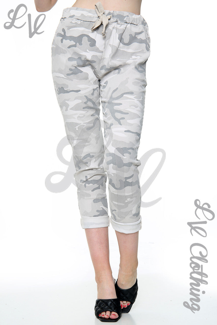 Dames Camouflage Print Magische Broek Grote Maten Stone Per Stuk WAS €12,99 NU €4,99