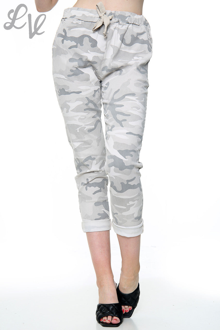 Dames Camouflage Print Magische Broek Grote Maten Stone Per Stuk WAS €12,99 NU €4,99