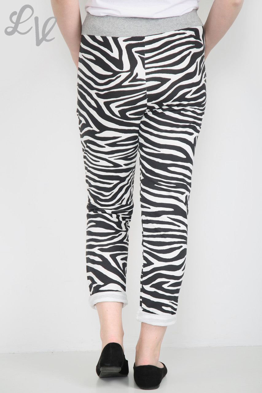 Dames Zebra Dierenprint Joggingbroek Wit - Prijs per stuk €6,99