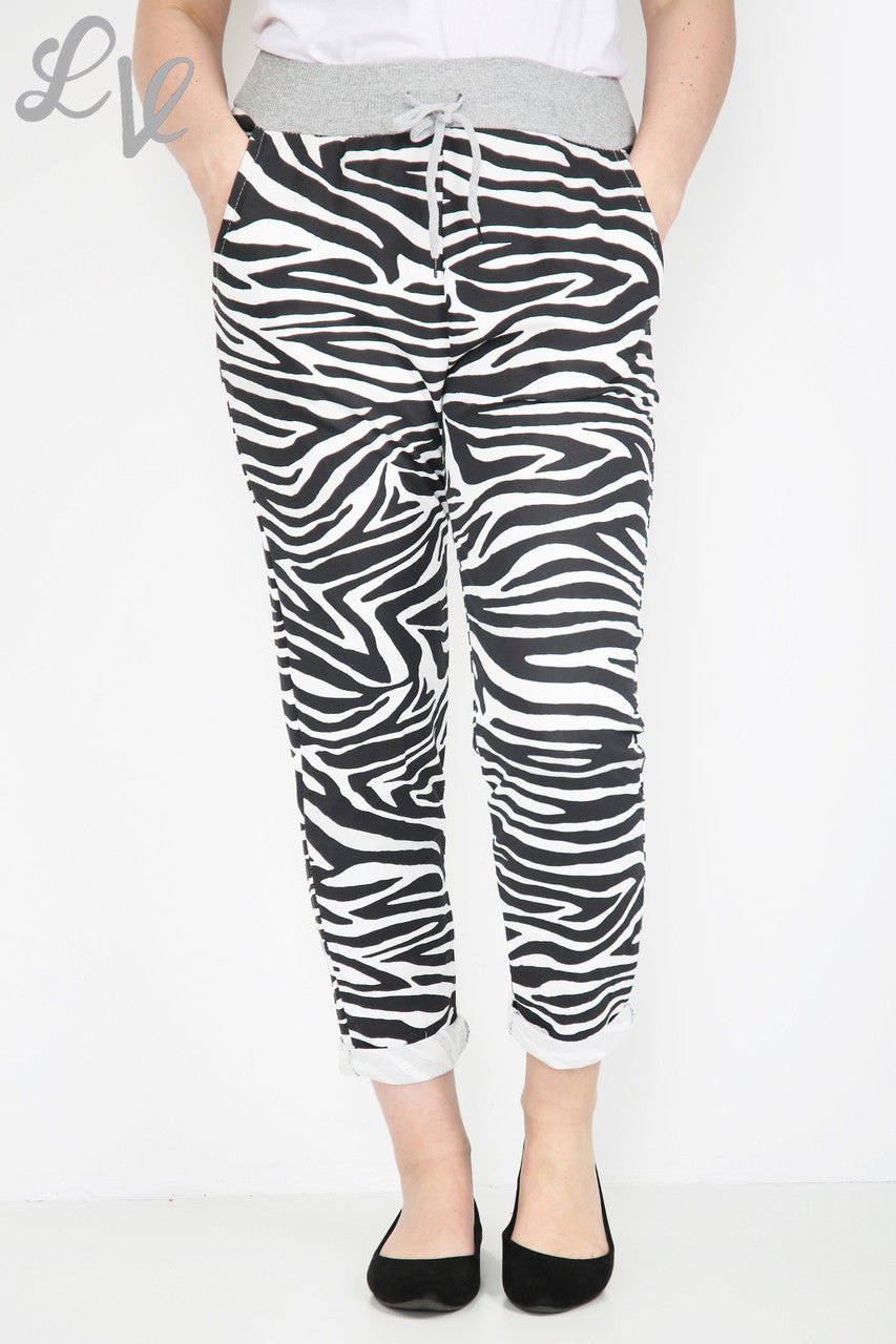 Dames Zebra Dierenprint Joggingbroek Wit - Prijs per stuk €6,99