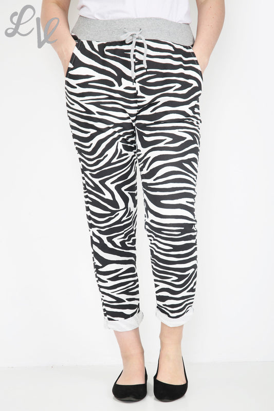 Dames Zebra Dierenprint Joggingbroek Wit - Prijs per stuk €6,99