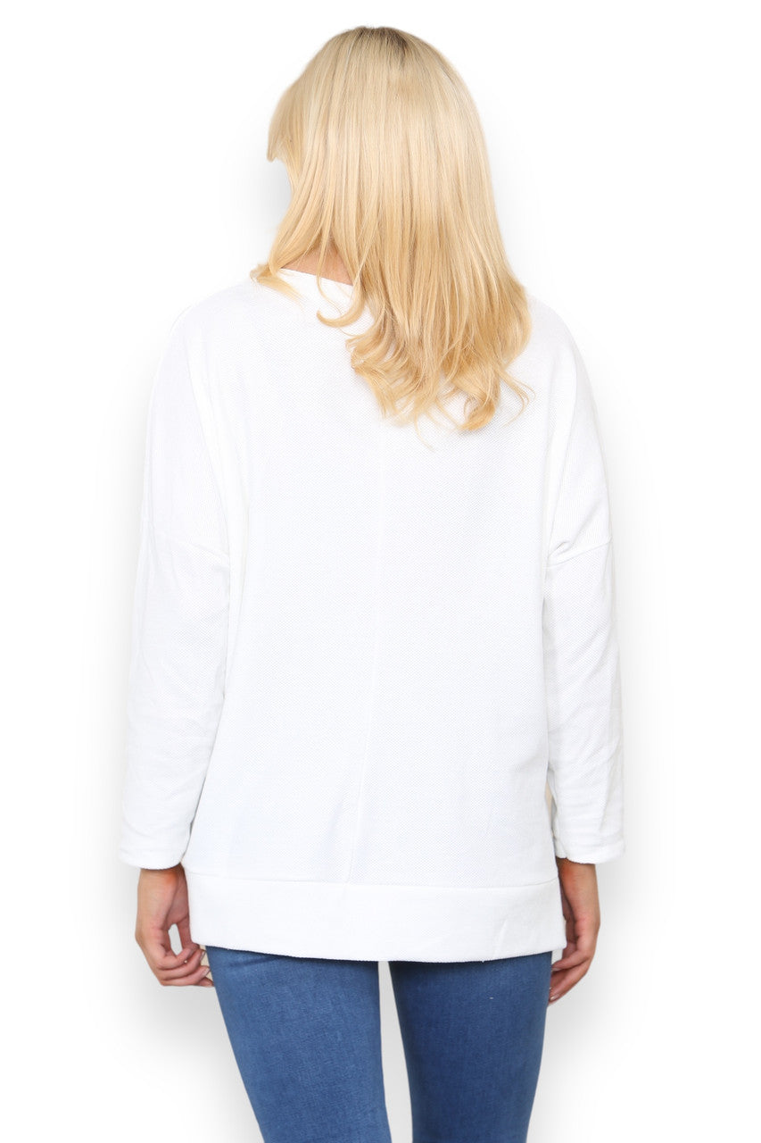 INSIDE-OUT STITCH DETAIL TOP WHITE