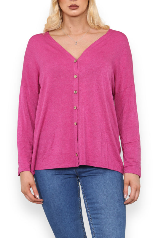EFFEN VEST MET KNOPENSLUITING CERISE