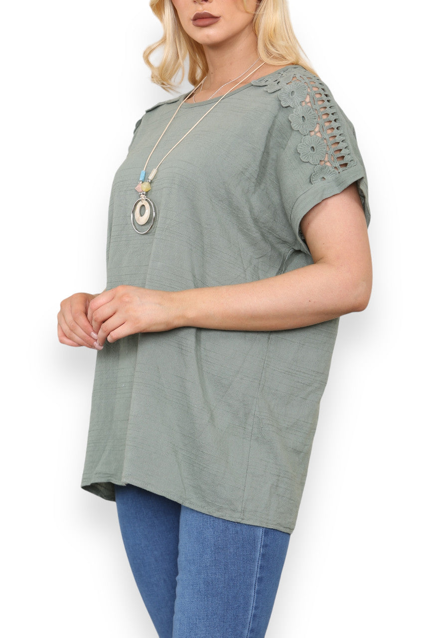 Copy of Copy of CUT OUT SHOULDER DETAIL WITH NECKLACE KHAKI