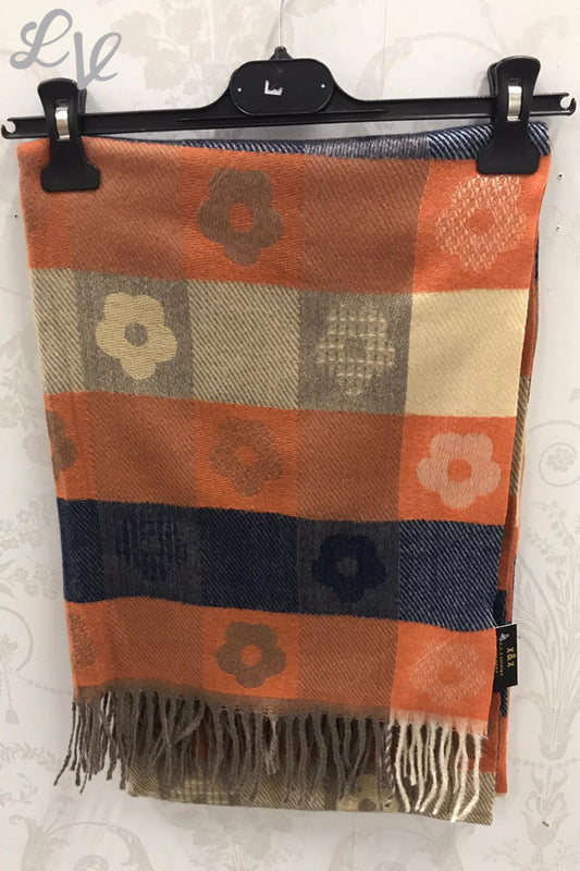 Dames sjaal met bloemenprint roestkleurig