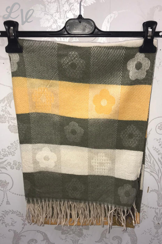Dames Bloemen Vierkanten Print Sjaal Kaki