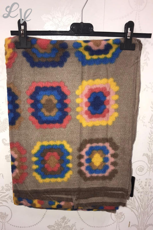 Dames Sjaal Bloemen Pixelprint Bruin