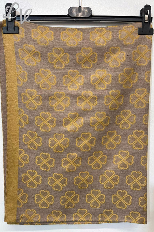 Dames Sjaal met Bloemenprint Mosterd