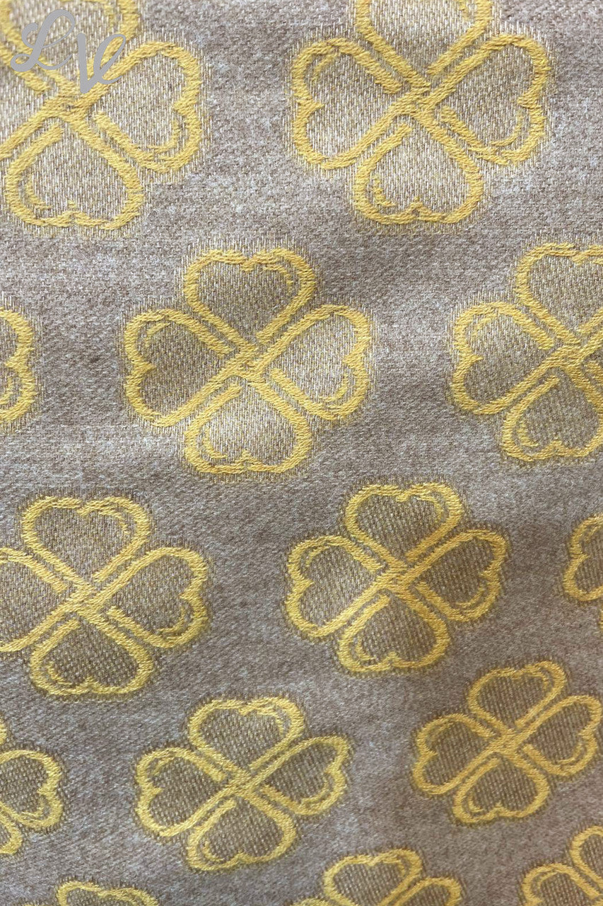 Ladies Heart Flowers Print Scarf Mustard