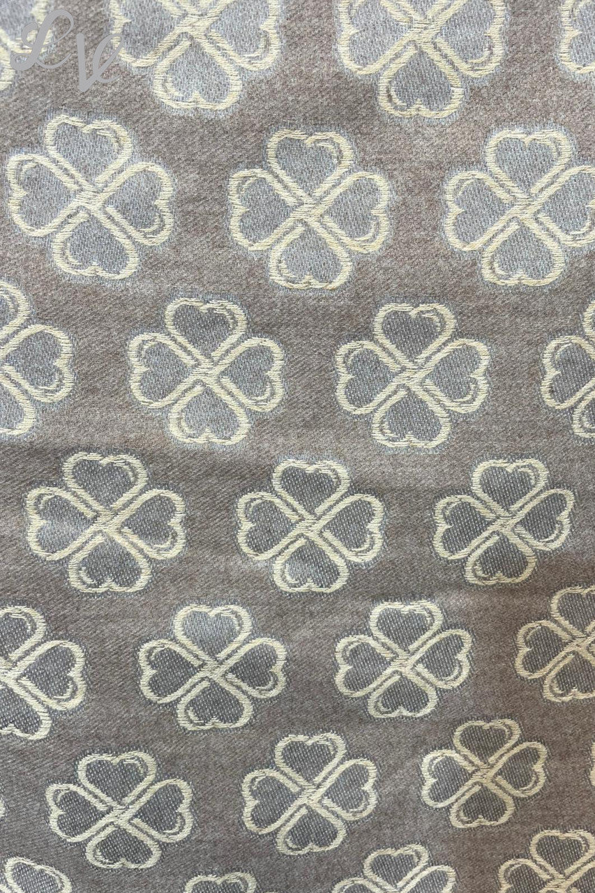Ladies Heart Flowers Print Scarf Stone