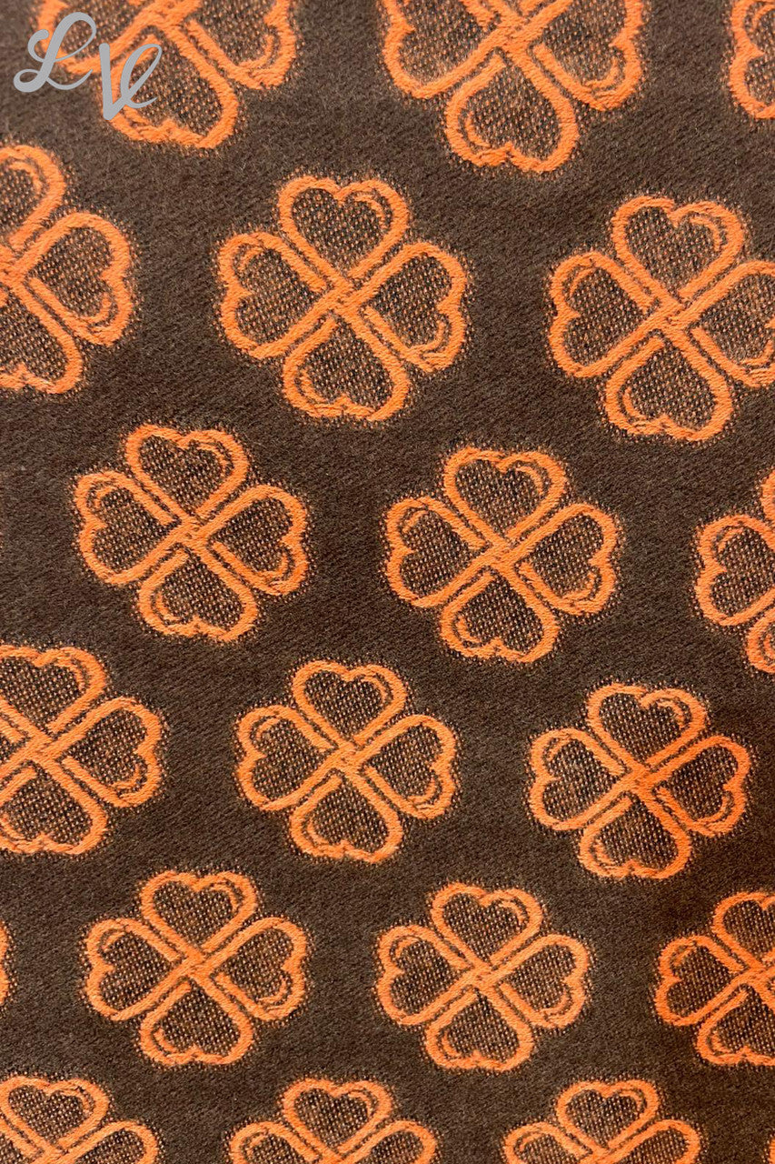 Ladies Heart Flowers Print Scarf Orange