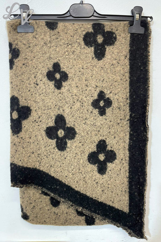 Dames Sjaal Bloemen Gemêleerd Taupe