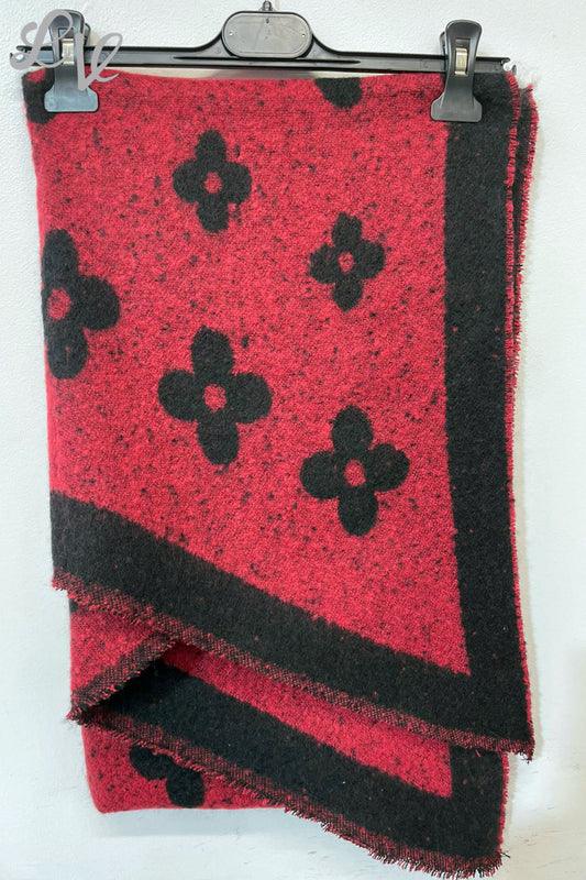 Dames Bloemen Gemêleerde Print Sjaal Rood