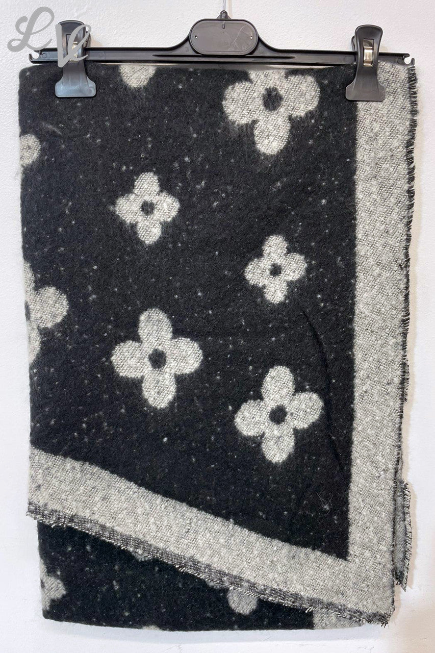 Dames Sjaal Bloemen Gemêleerde Print Zwart