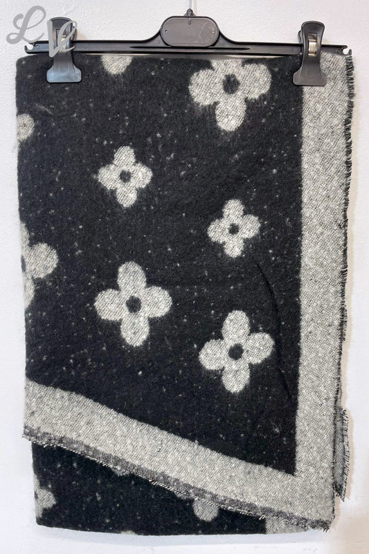 Dames Sjaal Bloemen Gemêleerde Print Zwart